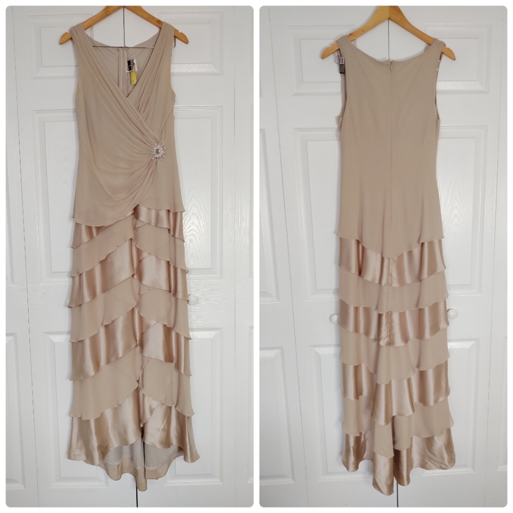 Tadashi silk layered ruffled gown